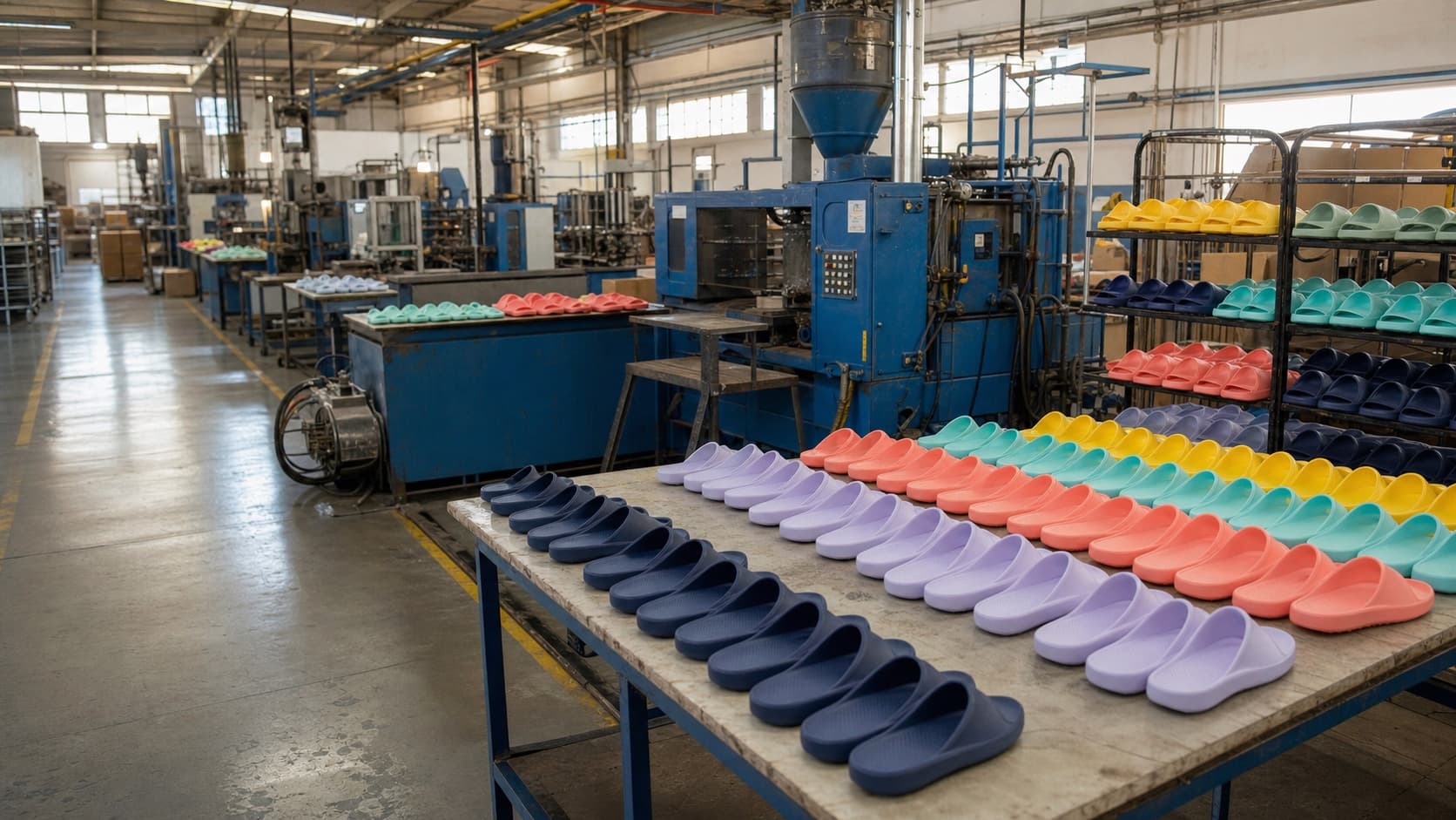 Línea de producción de sandalias en Guanajuato